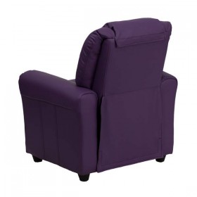 Contemporary Purple Vinyl Kids Recliner with Cup Holder and Headrest [DG-ULT-KID-PUR-GG]