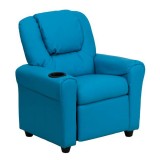Contemporary Turquoise Vinyl Kids Recliner with Cup Holder and Headrest [DG-ULT-KID-TURQ-GG]