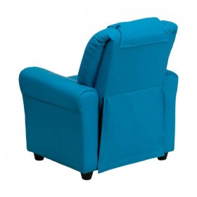 Contemporary Turquoise Vinyl Kids Recliner with Cup Holder and Headrest [DG-ULT-KID-TURQ-GG]