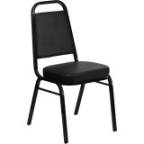 HERCULES Series Trapezoidal Back Stacking Banquet Chair with Black Vinyl and 2.5'' Thick Seat - Black Frame [FD-BHF-1-GG]