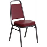 HERCULES Series Trapezoidal Back Stacking Banquet Chair with Burgundy Vinyl and 2.5'' Thick Seat - Silver Vein Frame [FD-BHF-1-SILVERVEIN-BY-GG]