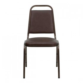 HERCULES Series Trapezoidal Back Stacking Banquet Chair with Brown Vinyl and 1.5'' Thick Seat - Copper Vein Frame [FD-BHF-2-BN-GG]