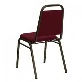 HERCULES Series Trapezoidal Back Stacking Banquet Chair with Burgundy Fabric and 1.5'' Thick Seat - Gold Vein Frame [FD-BHF-2-BY-GG]
