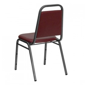 HERCULES Series Trapezoidal Back Stacking Banquet Chair with Burgundy Vinyl and 1.5'' Thick Seat - Silver Vein Frame [FD-BHF-2-BY-VYL-GG]