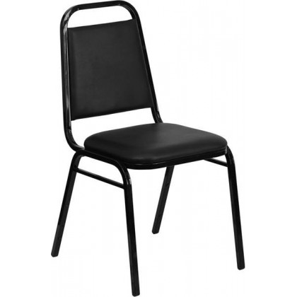 HERCULES Series Upholstered Stack Chair with Trapezoidal Back and a 1.5'' Padded Foam Seat - Black Vinyl with Black Frame [FD-BHF-2-GG]