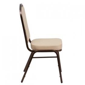 HERCULES Series Crown Back Stacking Banquet Chair with Beige Fabric and 2.5'' Thick Seat - Copper Vein Frame [FD-C01-COPPER-BGE-GG]