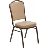 HERCULES Series Crown Back Stacking Banquet Chair with Tan Vinyl and 2.5'' Thick Seat - Copper Vein Frame [FD-C01-COPPER-TN-VY-GG]