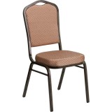 HERCULES Series Crown Back Stacking Banquet Chair with Gold Diamond Patterned Fabric and 2.5'' Thick Seat - Gold Vein Frame [FD-C01-GOLDVEIN-GO-GG]