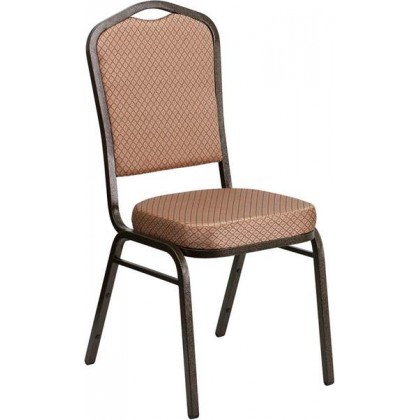HERCULES Series Crown Back Stacking Banquet Chair with Gold Diamond Patterned Fabric and 2.5'' Thick Seat - Gold Vein Frame [FD-C01-GOLDVEIN-GO-GG]