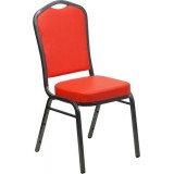 HERCULES Series Crown Back Stacking Banquet Chair with Red Vinyl and 2.5'' Thick Seat - Silver Vein Frame [FD-C01-SILVERVEIN-CRIM-VY-GG]