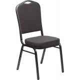 HERCULES Series Crown Back Stacking Banquet Chair with Gray Fabric and 2.5'' Thick Seat - Silver Vein Frame [FD-C01-SILVERVEIN-GY-GG]