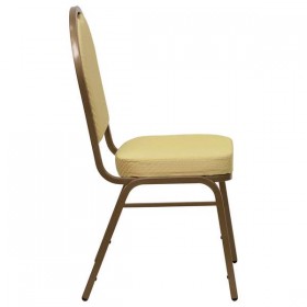 HERCULES Series Dome Back Stacking Banquet Chair with Beige Patterned Fabric and 2.5'' Thick Seat - Gold Frame [FD-C03-ALLGOLD-H20377A-GG]