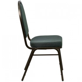 HERCULES Series Dome Back Stacking Banquet Chair with Green Patterned Fabric and 2.5'' Thick Seat - Gold Vein Frame [FD-C03-GOLDVEIN-4003-GG]