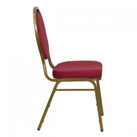 HERCULES Series Teardrop Back Stacking Banquet Chair with Burgundy Patterned Fabric and 2.5'' Thick Seat - Gold Frame [FD-C04-ALLGOLD-2804-GG]
