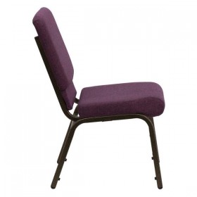 HERCULES Series 18.5'' Wide Plum Fabric Stacking Church Chair with 4.25'' Thick Seat - Gold Vein Frame [FD-CH02185-GV-005-GG]