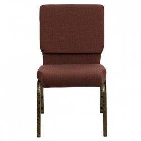 HERCULES Series 18.5'' Wide Brown Fabric Stacking Church Chair with 4.25'' Thick Seat - Gold Vein Frame [FD-CH02185-GV-10355-GG]