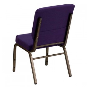HERCULES Series 18.5'' Wide Royal Purple Fabric Stacking Church Chair with 4.25'' Thick Seat - Gold Vein Frame [FD-CH02185-GV-ROY-GG]