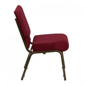 HERCULES Series 21'' Extra Wide Burgundy Fabric Stacking Church Chair with 4'' Thick Seat - Gold Vein Frame [FD-CH0221-4-GV-3169-GG]