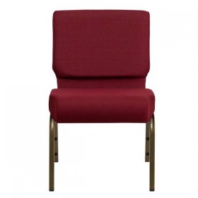 HERCULES Series 21'' Extra Wide Burgundy Fabric Stacking Church Chair with 4'' Thick Seat - Gold Vein Frame [FD-CH0221-4-GV-3169-GG]