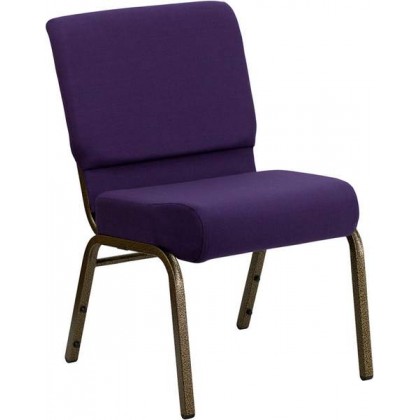 HERCULES Series 21'' Extra Wide Royal Purple Fabric Stacking Church Chair with 4'' Thick Seat - Gold Vein Frame [FD-CH0221-4-GV-ROY-GG]