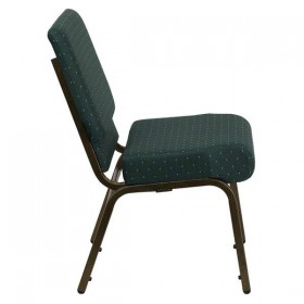 HERCULES Series 21'' Extra Wide Hunter Green Dot Patterned Fabric Stacking Church Chair with 4'' Thick Seat - Gold Vein Frame [FD-CH0221-4-GV-S0808-GG]