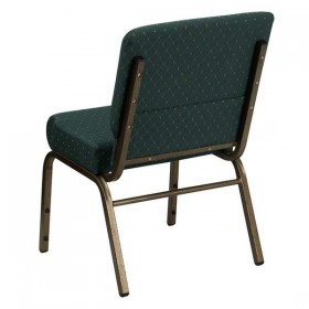 HERCULES Series 21'' Extra Wide Hunter Green Dot Patterned Fabric Stacking Church Chair with 4'' Thick Seat - Gold Vein Frame [FD-CH0221-4-GV-S0808-GG]
