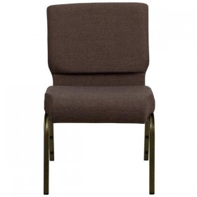 HERCULES Series 21'' Extra Wide Brown Fabric Stacking Church Chair with 4'' Thick Seat - Gold Vein Frame [FD-CH0221-4-GV-S0819-GG]