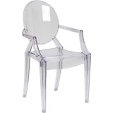Ghost Chair with Arms in Transparent Crystal [FH-124-APC-CLR-GG]