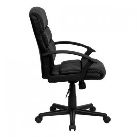 Mid-Back Black Leather Office Chair [GO-1004-BK-LEA-GG]
