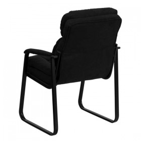 Black Microfiber Executive Side Chair with Sled Base [GO-1156-BK-GG]