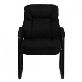 Black Microfiber Executive Side Chair with Sled Base [GO-1156-BK-GG]
