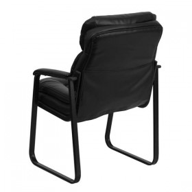 Black Leather Executive Side Chair with Sled Base [GO-1156-BK-LEA-GG]