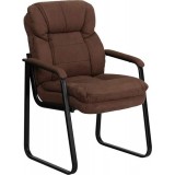 Brown Microfiber Executive Side Chair with Sled Base [GO-1156-BN-GG]