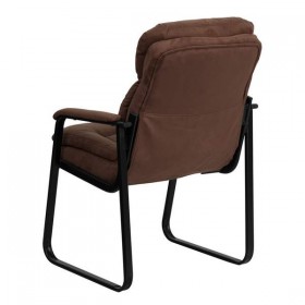 Brown Microfiber Executive Side Chair with Sled Base [GO-1156-BN-GG]