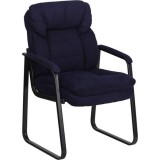 Navy Microfiber Executive Side Chair with Sled Base [GO-1156-NVY-GG]