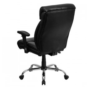 HERCULES Series 350 lb. Capacity Big & Tall Black Leather Office Chair with Arms [GO-1235-BK-LEA-A-GG]
