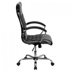 High Back Designer Black Leather Executive Office Chair with Chrome Base [GO-1297H-HIGH-BK-GG]