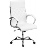 High Back Designer White Leather Executive Office Chair with Chrome Base [GO-1297H-HIGH-WHITE-GG]
