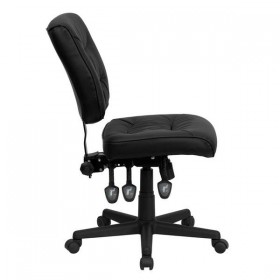 Mid-Back Black Leather Multi-Functional Task Chair [GO-1574-BK-GG]