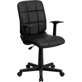 Mid-Back Black Quilted Vinyl Task Chair with Nylon Arms [GO-1691-1-BK-A-GG]