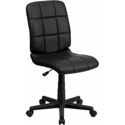 Mid-Back Black Quilted Vinyl Task Chair [GO-1691-1-BK-GG]
