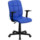 Mid-Back Blue Quilted Vinyl Task Chair with Nylon Arms [GO-1691-1-BLUE-A-GG]