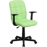 Mid-Back Green Quilted Vinyl Task Chair with Nylon Arms [GO-1691-1-GREEN-A-GG]