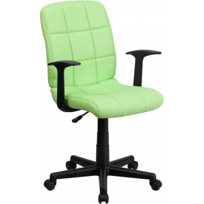 Mid-Back Green Quilted Vinyl Task Chair with Nylon Arms [GO-1691-1-GREEN-A-GG]