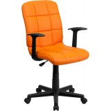 Mid-Back Orange Quilted Vinyl Task Chair with Nylon Arms [GO-1691-1-ORG-A-GG]