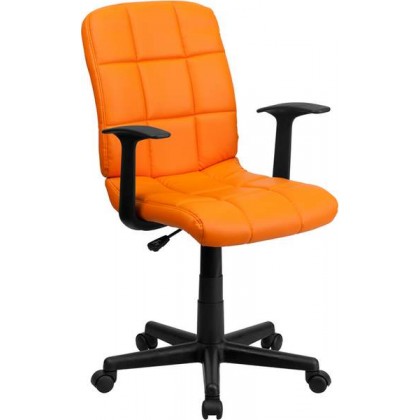 Mid-Back Orange Quilted Vinyl Task Chair with Nylon Arms [GO-1691-1-ORG-A-GG]