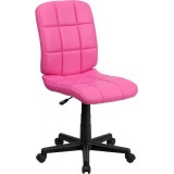 Mid-Back Pink Quilted Vinyl Task Chair [GO-1691-1-PINK-GG]