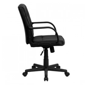 Mid-Back Black Leather Office Chair with Nylon Arms [GO-228S-BK-LEA-GG]