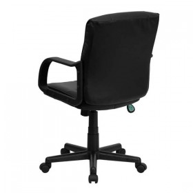 Mid-Back Black Leather Office Chair with Nylon Arms [GO-228S-BK-LEA-GG]