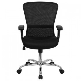 Mid-Back Black Mesh Contemporary Computer Chair with Adjustable Arms and Chrome Base [GO-5307B-GG]